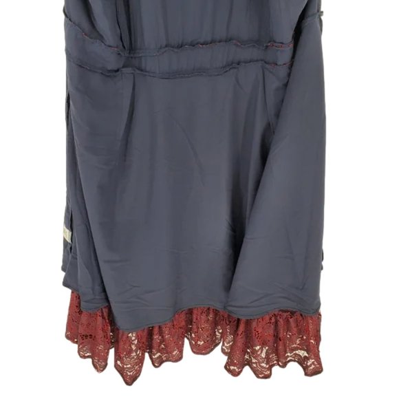 ModCloth A Night Like This Halter Dress Navy Red Lace Overlay Ruffle Hem 28 - Picture 14 of 16